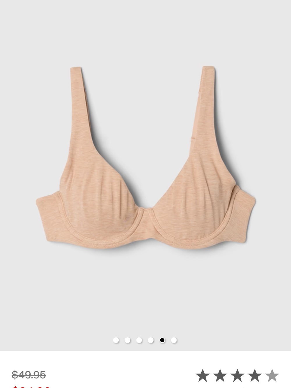 GAP Light Beige “Breathe Unlined Bra” 36B NWT!